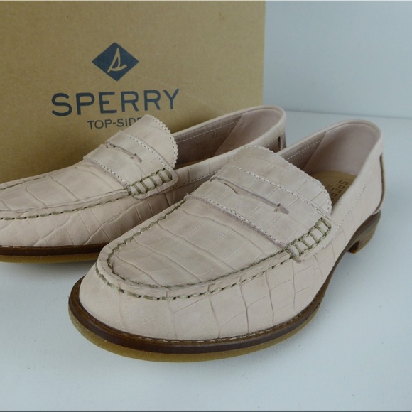 Sperry Penny Loafer Croc Embossed Leather Shoes - Picture 3 of 9